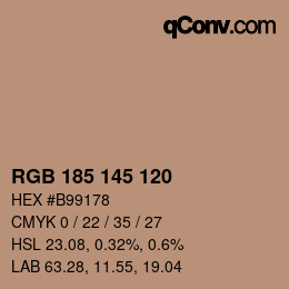 Color code: RGB 185 145 120 | qconv.com