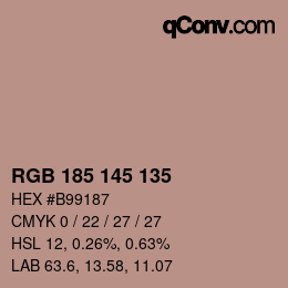 Color code: RGB 185 145 135 | qconv.com