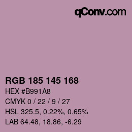 Color code: RGB 185 145 168 | qconv.com