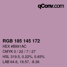 Color code: RGB 185 145 172 | qconv.com
