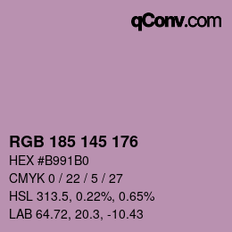 Color code: RGB 185 145 176 | qconv.com