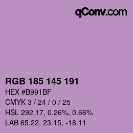 Color code: RGB 185 145 191 | qconv.com