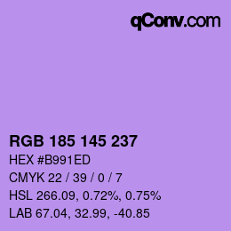 カラーコード: RGB 185 145 237 | qconv.com