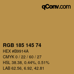 Color code: RGB 185 145 74 | qconv.com
