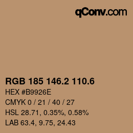 カラーコード: RGB 185 146.2 110.6 | qconv.com