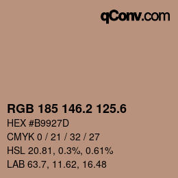 カラーコード: RGB 185 146.2 125.6 | qconv.com