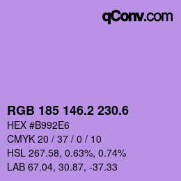 カラーコード: RGB 185 146.2 230.6 | qconv.com