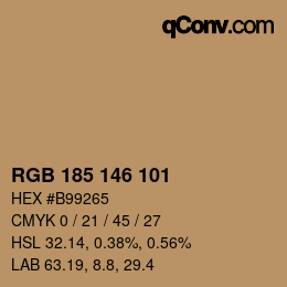 颜色代码: RGB 185 146 101 | qconv.com