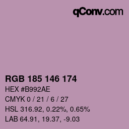 Color code: RGB 185 146 174 | qconv.com