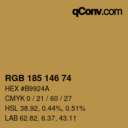 Color code: RGB 185 146 74 | qconv.com