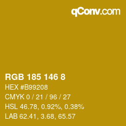 Color code: RGB 185 146 8 | qconv.com