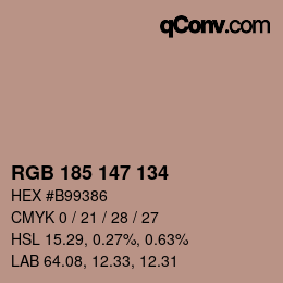 Color code: RGB 185 147 134 | qconv.com