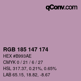 Color code: RGB 185 147 174 | qconv.com