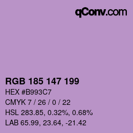Color code: RGB 185 147 199 | qconv.com