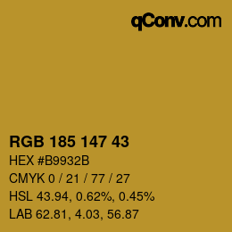 Color code: RGB 185 147 43 | qconv.com