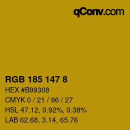 カラーコード: RGB 185 147 8 | qconv.com