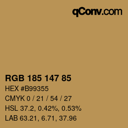 Color code: RGB 185 147 85 | qconv.com
