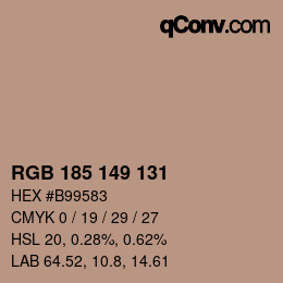 Color code: RGB 185 149 131 | qconv.com