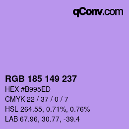Color code: RGB 185 149 237 | qconv.com