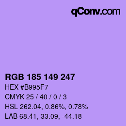 Color code: RGB 185 149 247 | qconv.com