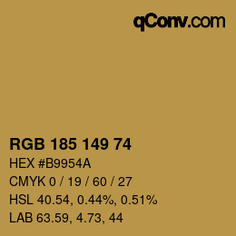 Color code: RGB 185 149 74 | qconv.com