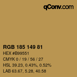 Color code: RGB 185 149 81 | qconv.com