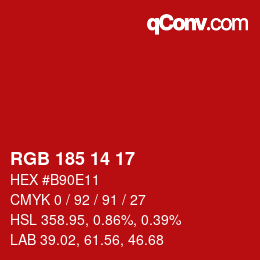 Color code: RGB 185 14 17 | qconv.com