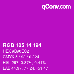 Color code: RGB 185 14 194 | qconv.com