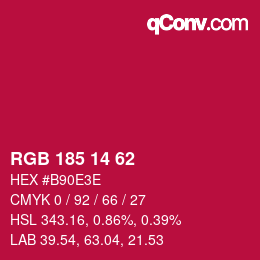 Color code: RGB 185 14 62 | qconv.com