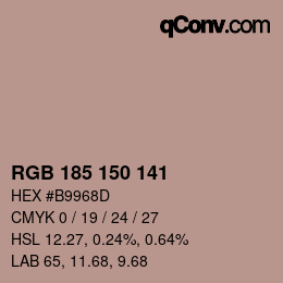 カラーコード: RGB 185 150 141 | qconv.com