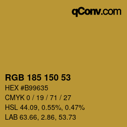 颜色代码: RGB 185 150 53 | qconv.com