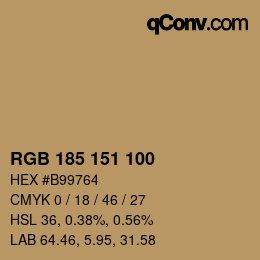 Color code: RGB 185 151 100 | qconv.com