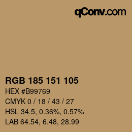カラーコード: RGB 185 151 105 | qconv.com