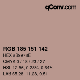 Color code: RGB 185 151 142 | qconv.com