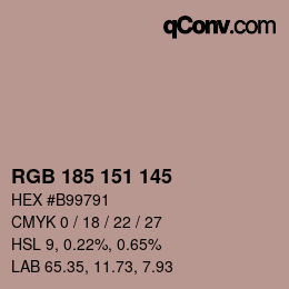 Color code: RGB 185 151 145 | qconv.com