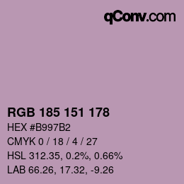 Color code: RGB 185 151 178 | qconv.com