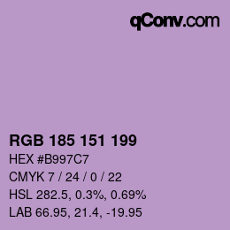 Color code: RGB 185 151 199 | qconv.com