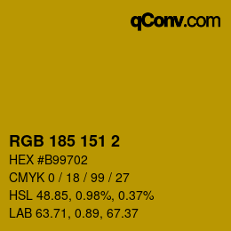 Color code: RGB 185 151 2 | qconv.com