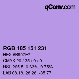 Color code: RGB 185 151 231 | qconv.com