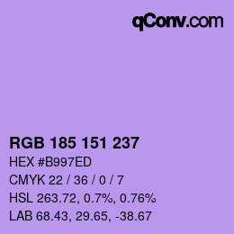 Color code: RGB 185 151 237 | qconv.com