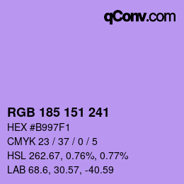 Color code: RGB 185 151 241 | qconv.com