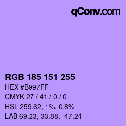 Color code: RGB 185 151 255 | qconv.com