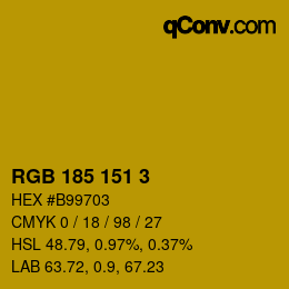 Color code: RGB 185 151 3 | qconv.com