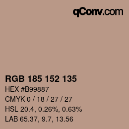 カラーコード: RGB 185 152 135 | qconv.com
