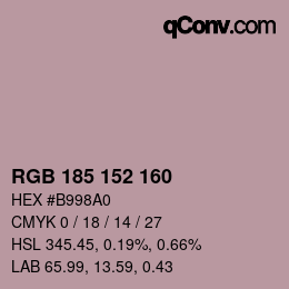 Color code: RGB 185 152 160 | qconv.com