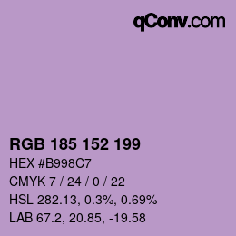 Color code: RGB 185 152 199 | qconv.com