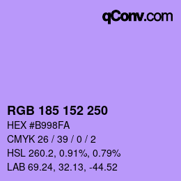 カラーコード: RGB 185 152 250 | qconv.com