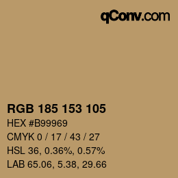Color code: RGB 185 153 105 | qconv.com