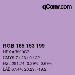 Color code: RGB 185 153 199 | qconv.com