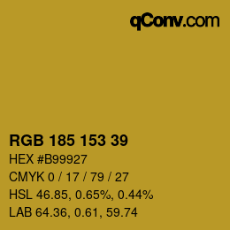 Color code: RGB 185 153 39 | qconv.com